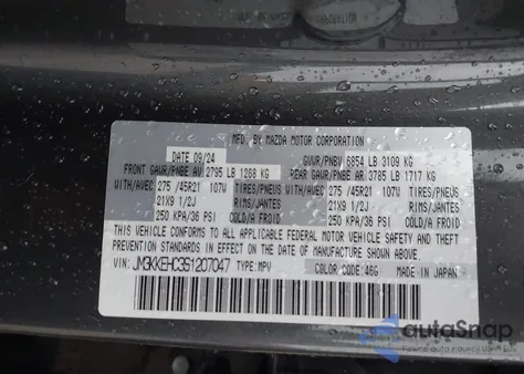 2025 Mazda Cx-90 3.3 Turbo S Premium Plus Package z USA, uszkodzony, nr VIN JM3KKEHC3S1207047